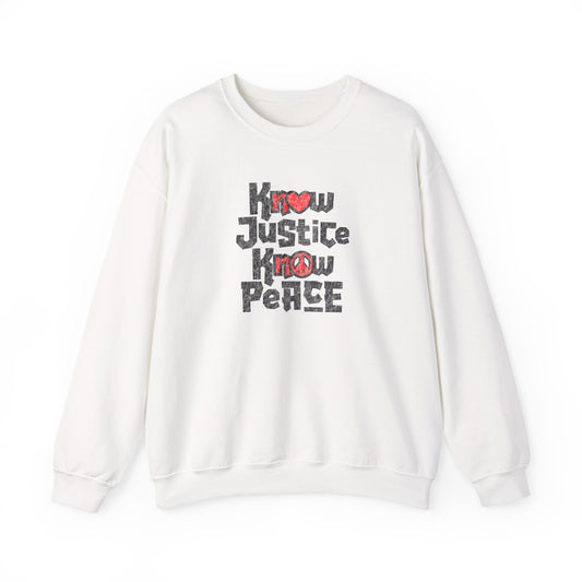 “Know Justice, Know Peace (Heart of Awareness)” Unisex Sweatshirt