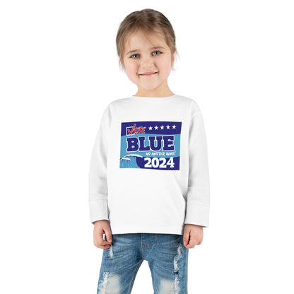 “Vote Blue No Matter Who, Blue Wave 2024” Toddler Long Sleeve Tee