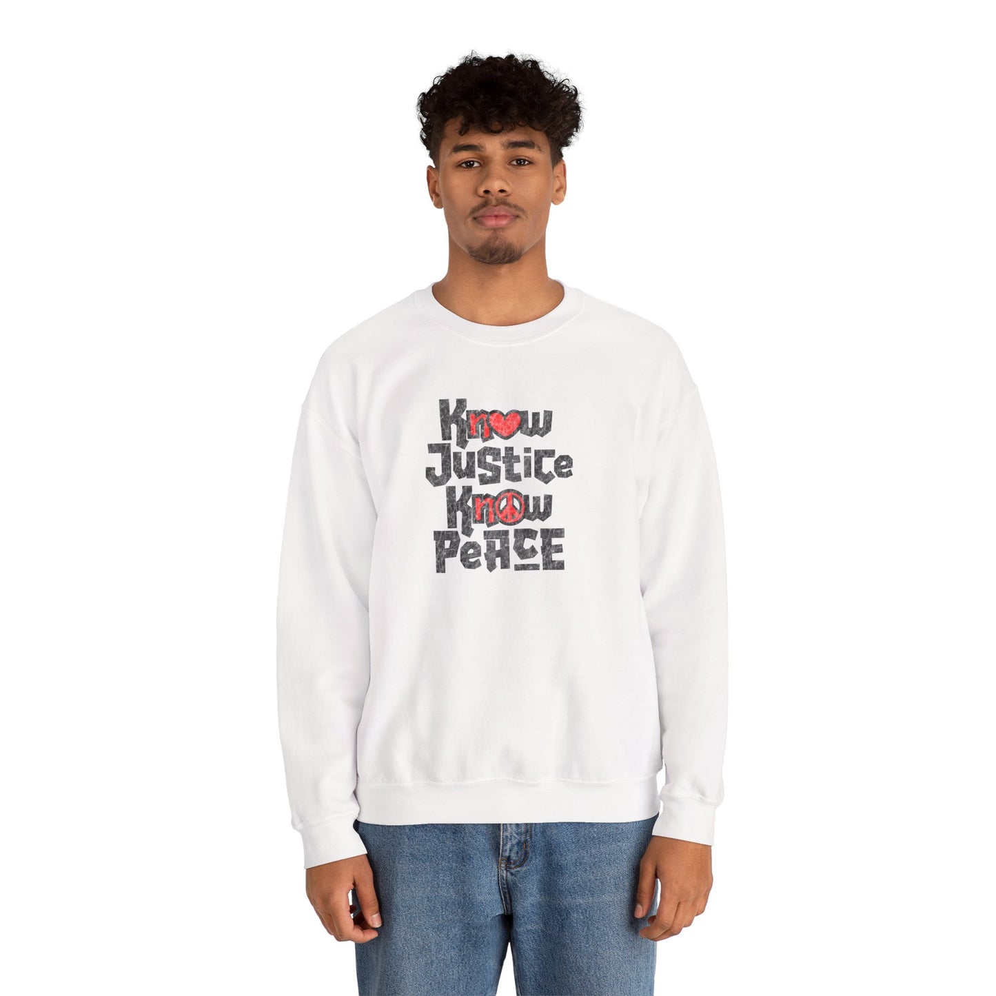 “Know Justice, Know Peace (Heart of Awareness)” Unisex Sweatshirt