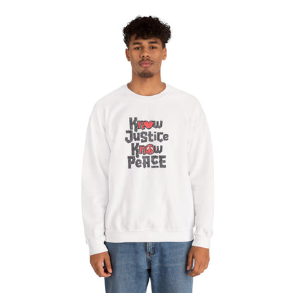 “Know Justice, Know Peace (Heart of Awareness)” Unisex Sweatshirt