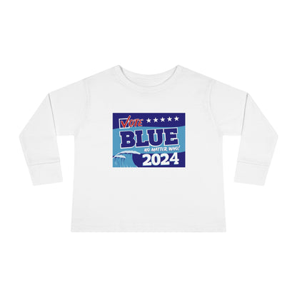 “Vote Blue No Matter Who, Blue Wave 2024” Toddler Long Sleeve Tee