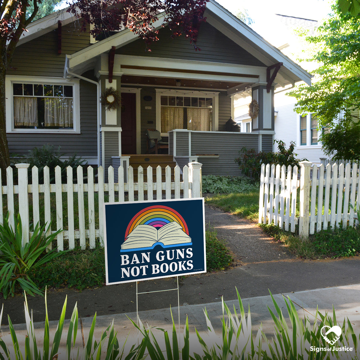 "Ban Guns Not Books" Yard Sign