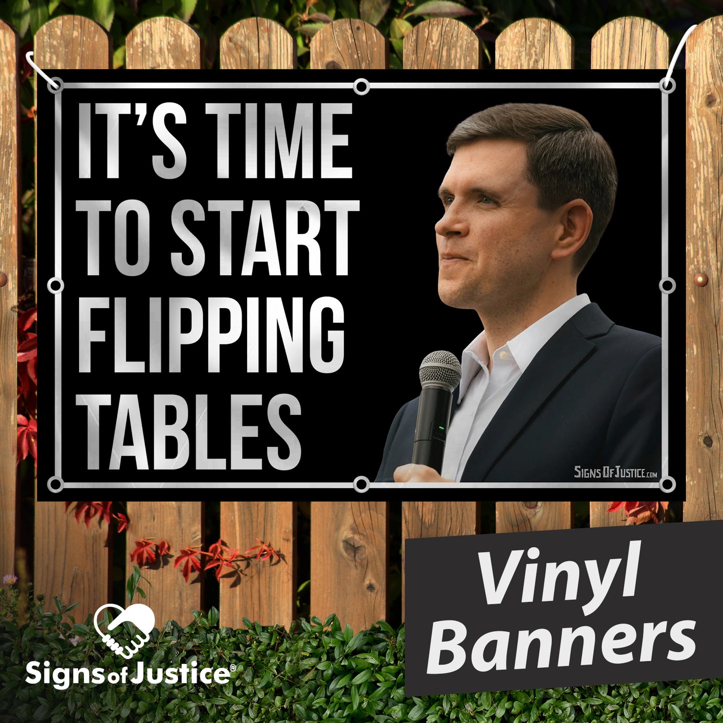 "Talarico for Senate ‘flipping tables’" Vinyl Banner
