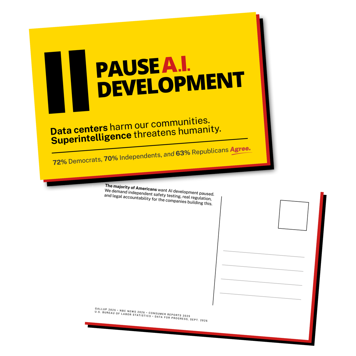 "Pause A.I. Development" Postcards