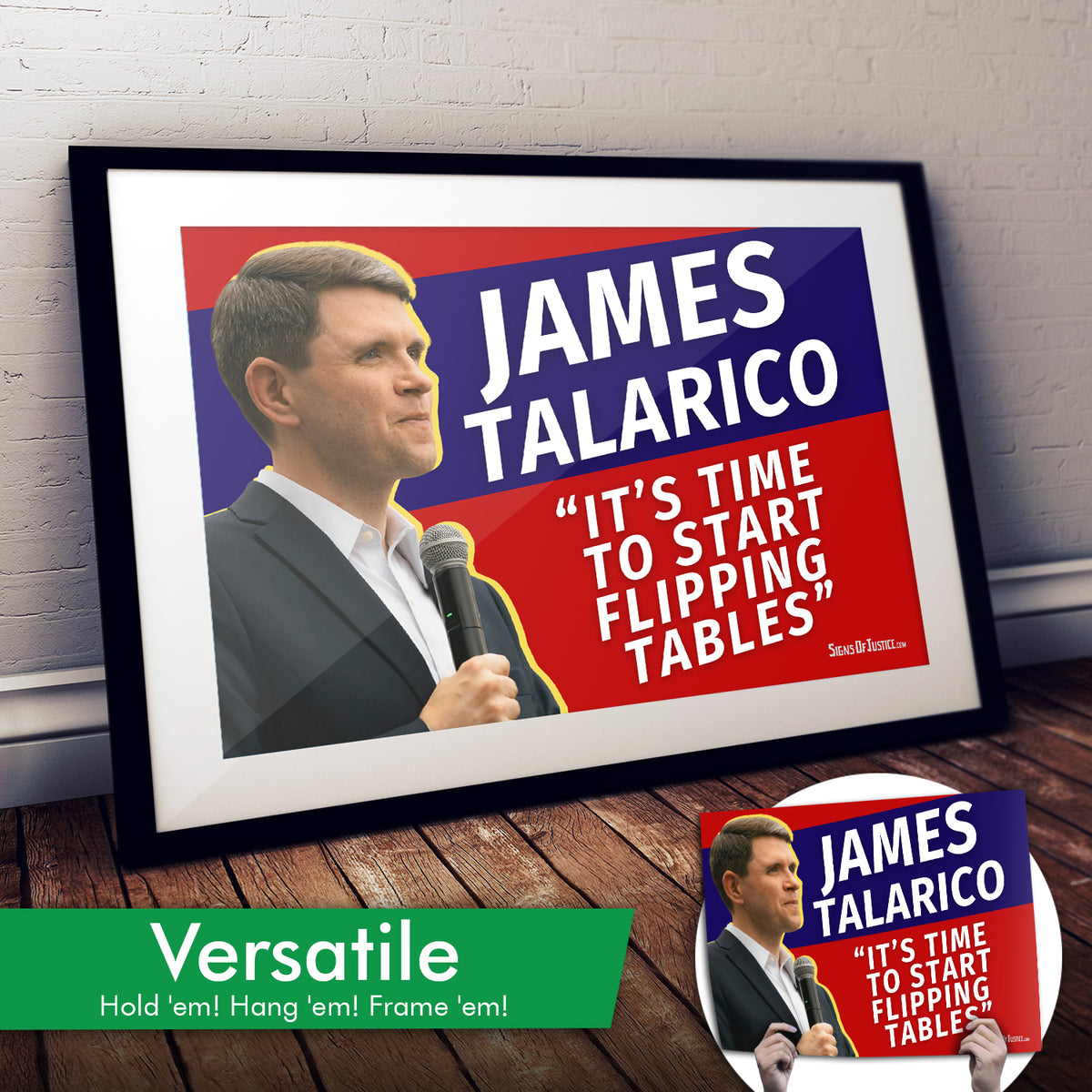 "James Talarico 'flipping tables'" Art Print or Protest Sign Pack