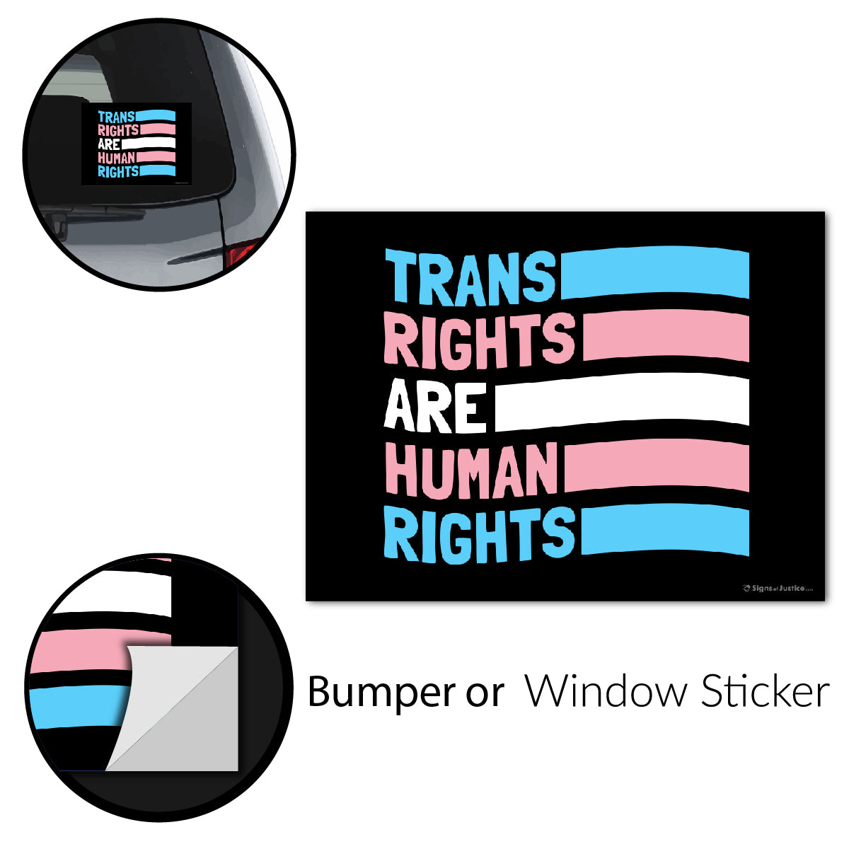 Trans Rights Are Human Rights Bumper Stickers – Signs Of Justice