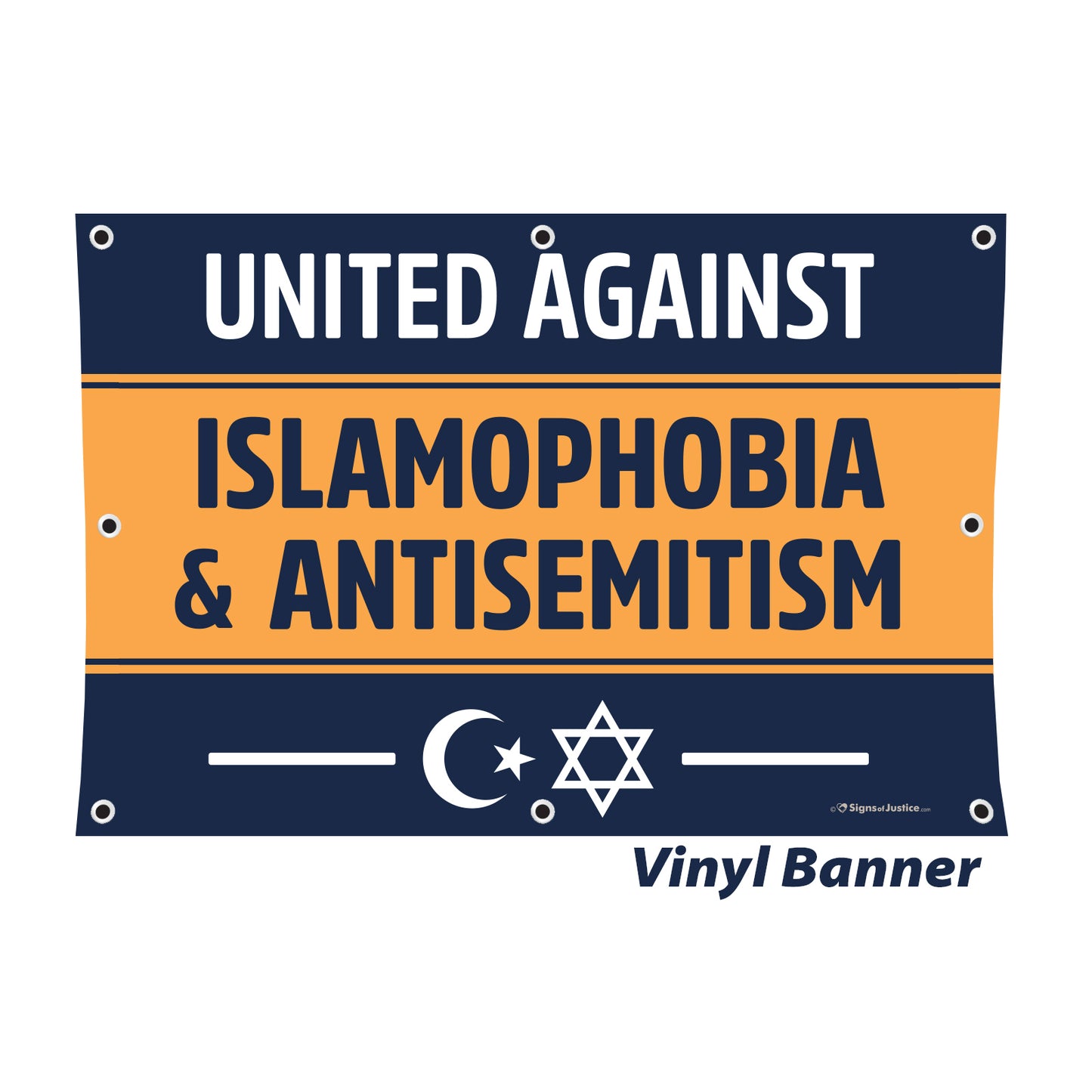United Against Islamophobia & Antisemitism Vinyl Banner