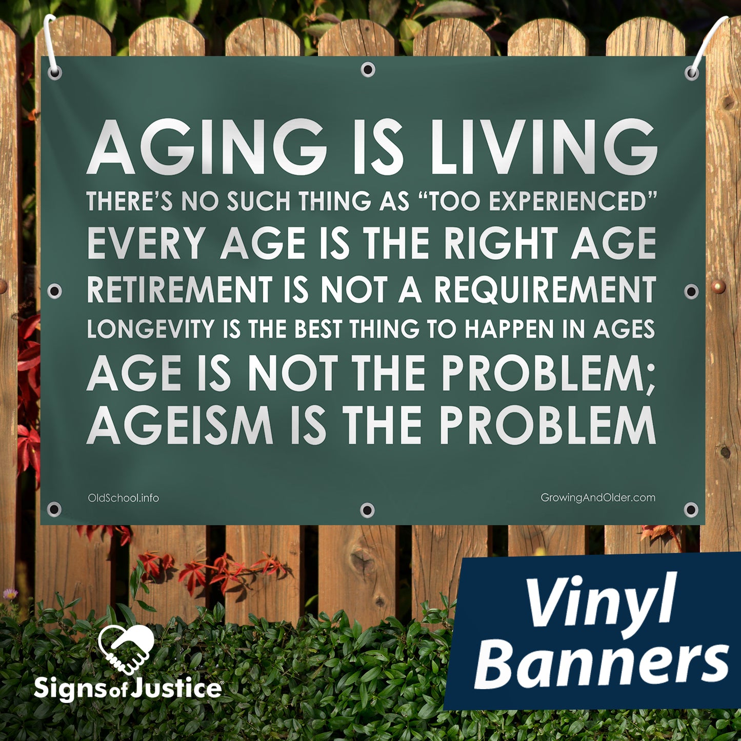 Aging Is Living Vinyl Banner