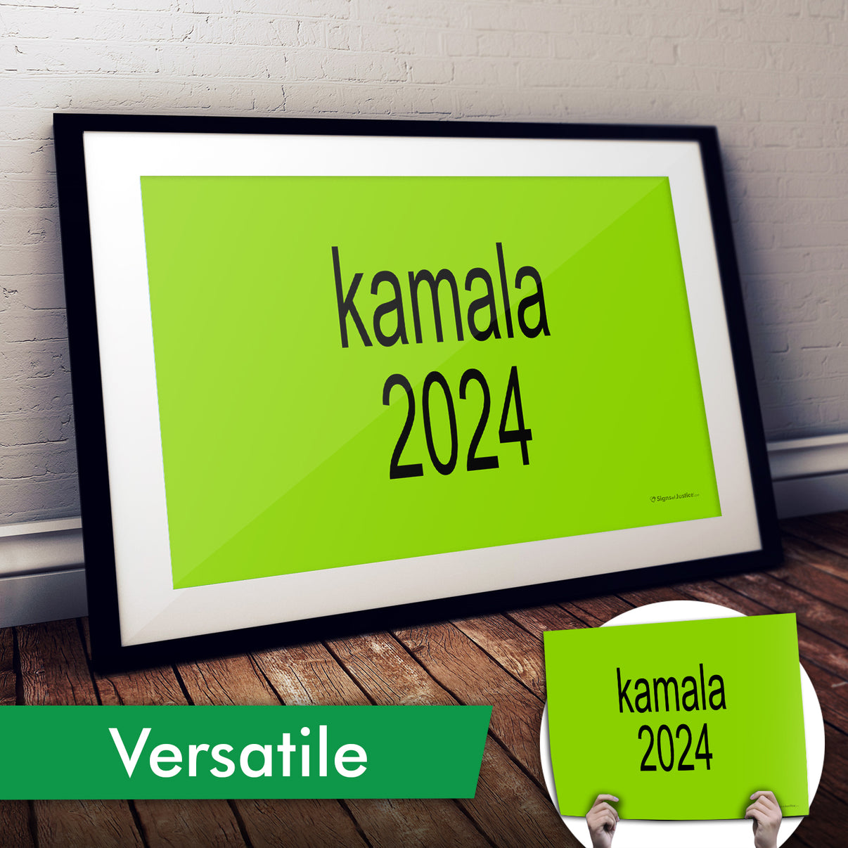 "Kamala Harris 2024 (brat)" Campaign Cardstock Print Signs Of Justice