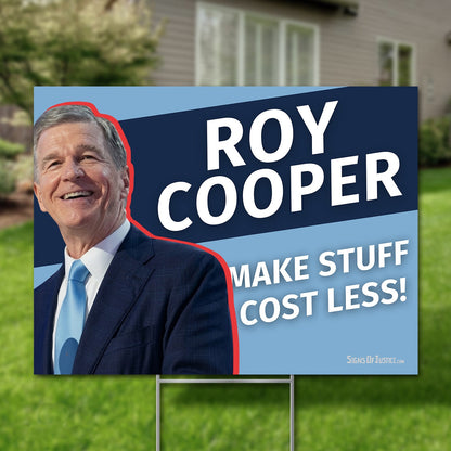 Roy Cooper for U.S. Senate 2026 yard sign, Carolina blue photo