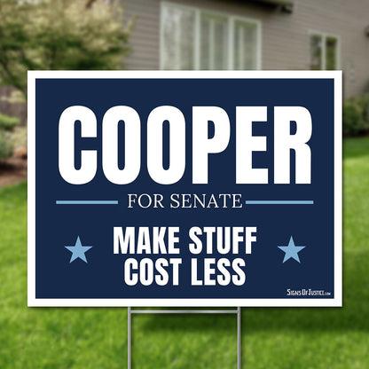 Roy Cooper for U.S. Senate 2026 yard sign, navy with stars