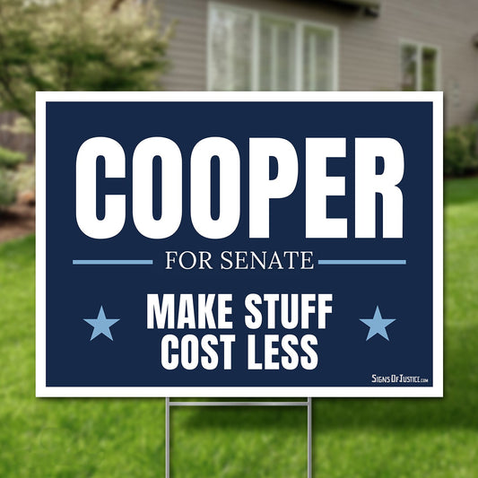 Roy Cooper for U.S. Senate 2026 yard sign, navy with stars