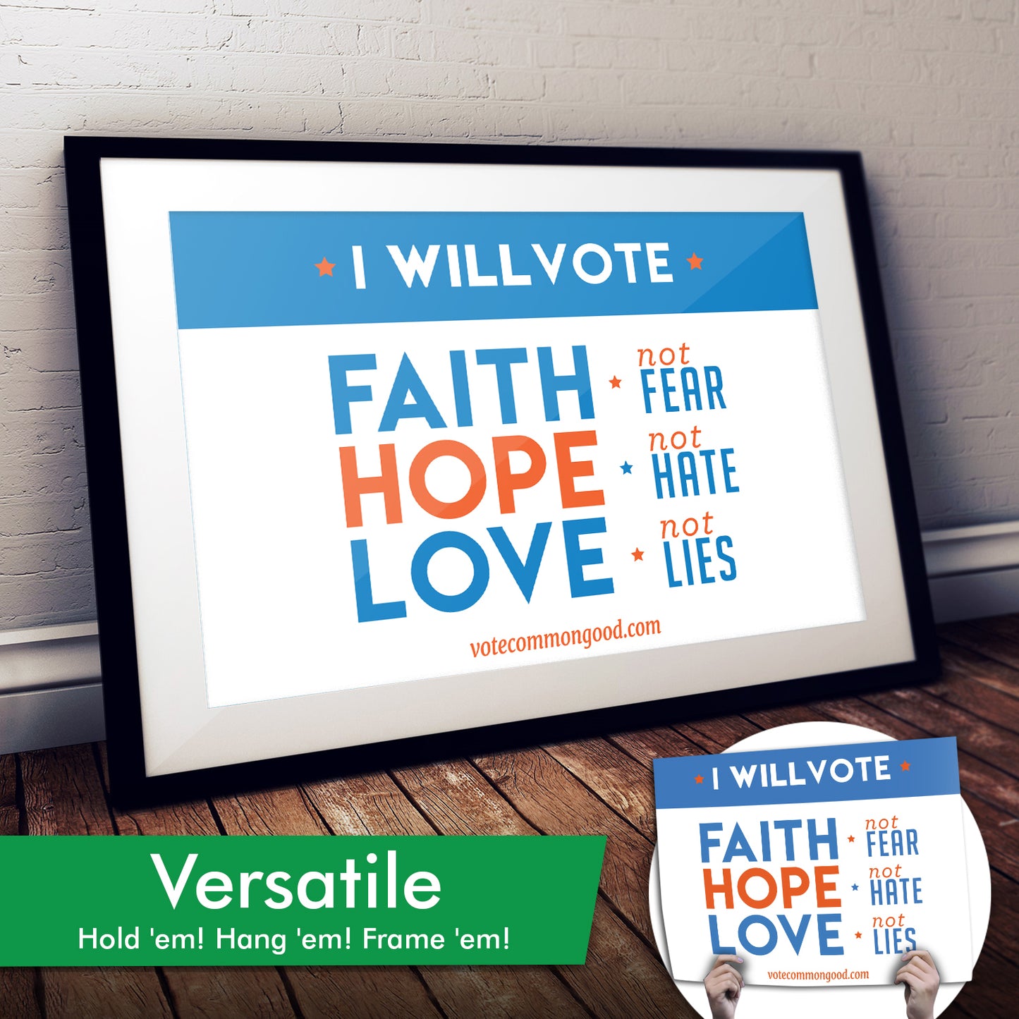 Faith, Hope & Love Cardstock Print by "Vote Common Good"