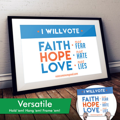 Faith, Hope & Love Cardstock Print by "Vote Common Good"