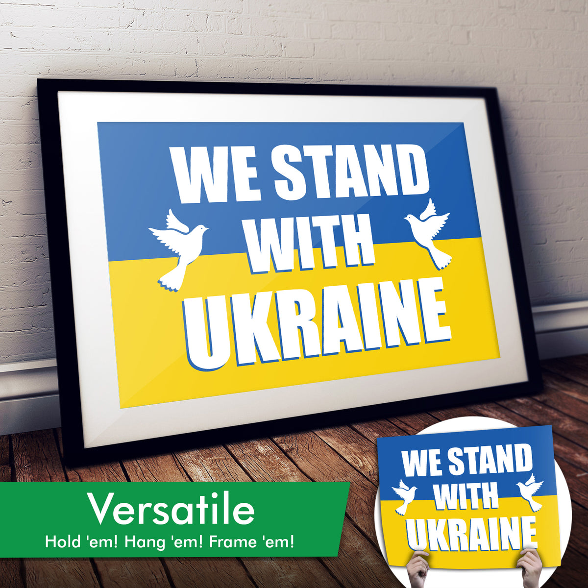 "We Stand With Ukraine" Art Print or Protest Sign Pack