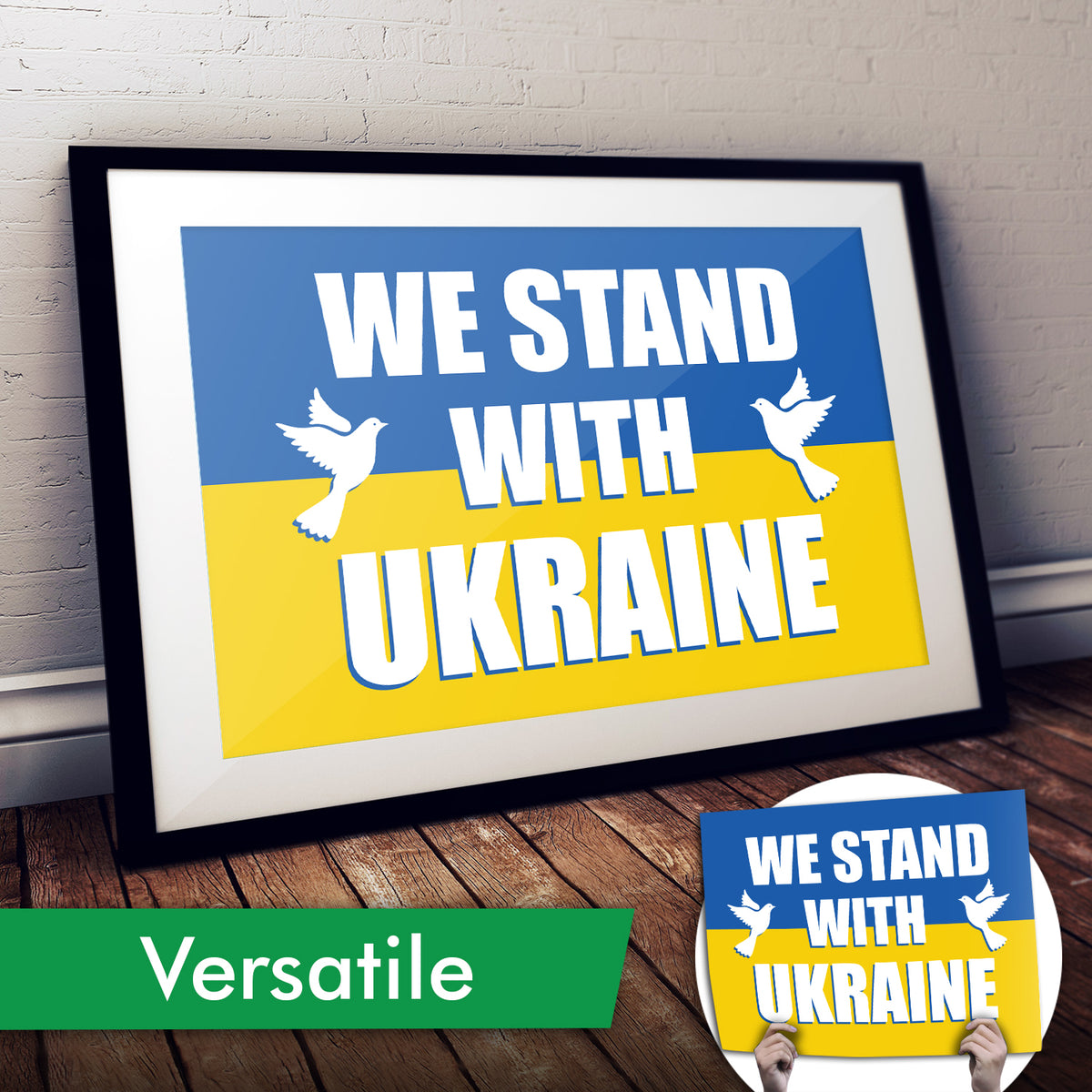 "We Stand With Ukraine" Art Print or Protest Sign Pack