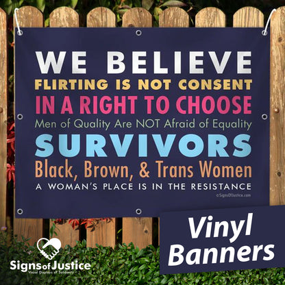 We Believe Women Vinyl Banner