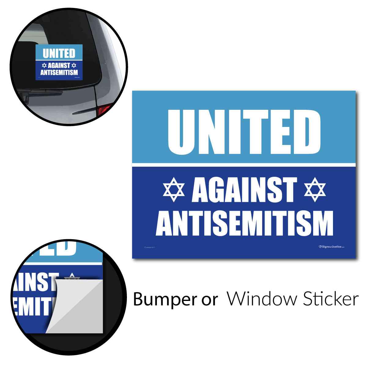 United Against Antisemitism Bumper Stickers