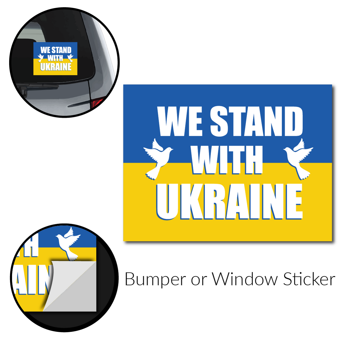 "We Stand With Ukraine" Bumper Stickers