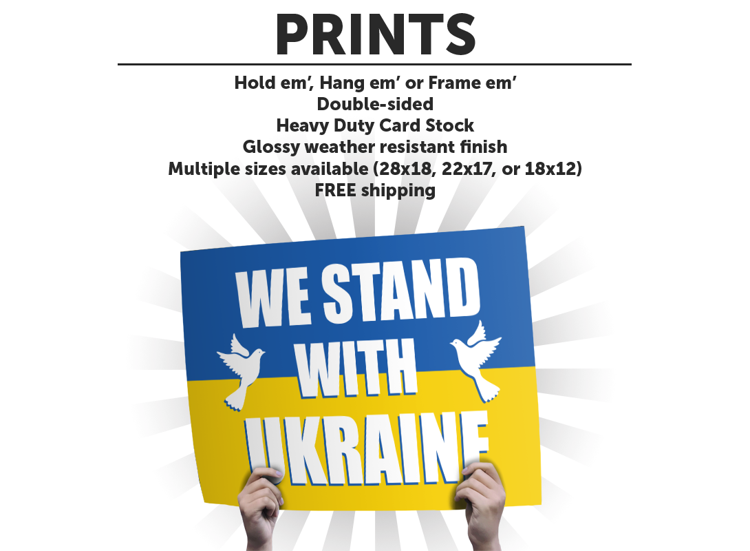"We Stand With Ukraine" Art Print or Protest Sign Pack