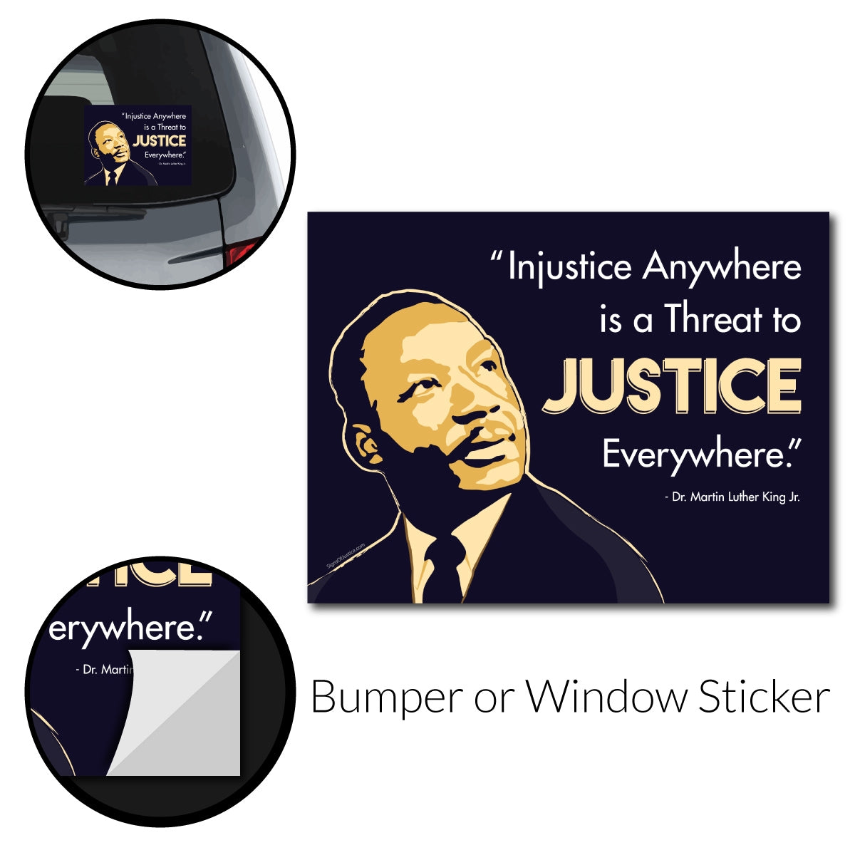 MLK Justice Bumper Sticker - Free Shipping!